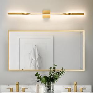 48in Gold LED Vanity Light Harwired Wall Sconce, Long LED Wall Lamp with Remote Control Wall Lamp for Bedroom Modern Dimmable Wall Light for Bedroom Living Room Foyer