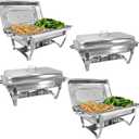 Chafing Dishes Buffet Set with 1/2 Food Pan, 4 Pack 8QT Stainless Steel Chafers Food Warmer Trays for Buffets, Parties