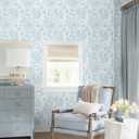 Dimoon 17.3" X 137.7" Peel and Stick Wallpaper Blue White Boho Contact Paper Modern Floral Leaf Wallpaper Renter Friendly Waterproof Removable Self Adhesive Wall Paper Bedroom Bathroom Cabinets Vinyl