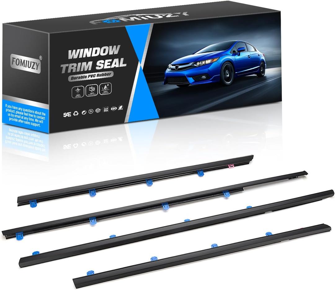 Door Window Trim Seal Weather Stripping Moulding Belt Sweep Felt Fit Honda Civic 2012 2013 2014 2015 4 Door Sedan Replaces 72450-TR0-A01 72410-TR0-A01 72950-TR0-A01 72910-TR0-A01