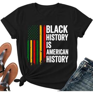 Juneteenth Shirts for Women-Black History is American History Tee Tops African American Short Sleeves Black S