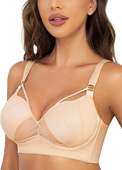 Plus Size Wireless Bras for Women No Underwire Push Up Bra Unlined Plunge V Large Breast Minimizer Bras Size 38F