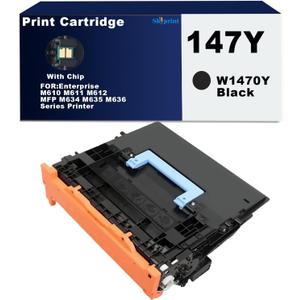 High Yield 147Y Black Toner Cartridge W1470Y with New Chip Compatible with HP 147Y Toner for use with HP Enterprise M610 M611 M612,MFP M634 M635 M636 Series Printer