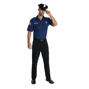 Rubie's Costume Heroes And Hombres Police Uniform Shirt And Hat Costume (Blue), One Size