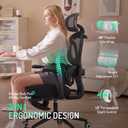 Mimoglad Ergonomic Office Chair with Footrest, Mesh Desk Chair with 3-Way Adjustable Lumbar Support, Reclining High Back, 3D Headrest and Armrests, 350 lb Capacity, B-black