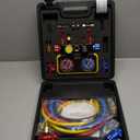 R1234YF R134A AC Gauge Set 4 Valve Manifold HVAC Gauges with Hoses Compatible with R1234YF R404a R134a System Air Conditioner Recharge Kit