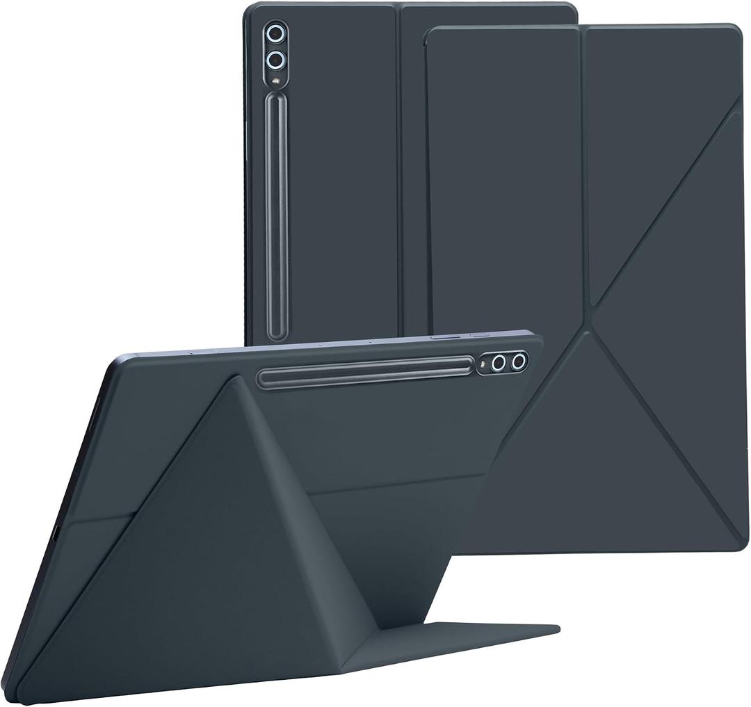 2 x Magnetic Case for Samsung Galaxy Tab S10 Ultra 2024/S9 Ultra 2023 14.6-Inch, Model SM-X920/X926B/X910/X916B Tablet with S-Pen Holder, Auto Wake/with Stand Tablet Cover, Grey