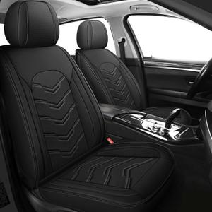 AOOG Leather Car Seat Covers Universal fit Most Sedans SUV Trucks (Front seat, Black)