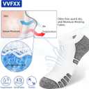 Women's Ankle Athletic Moisture Wicking Socks Running Short Thick Breathable Cushioned Low Cut Tab Sports Socks 6 Pairs (White, S)