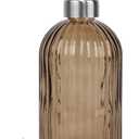 14Oz Brown Soap Dispenser Bathroom, Clear Glass Hand Soap Dispensers with Stainless Steel Pump, Refillable Dish Soap Dispenser for Kitchen, Countertop Soap Dispensers