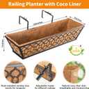 Riare 2 Pack 24 Inch Window Boxes Planters with Coco Liner, Metal Deck Railing Planter Boxes, Balcony Planters Railing Hanging, Horse Trough Window Flower Planter Boxes for Outdoor Porch Fence Patio