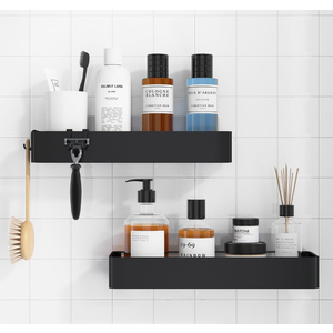 Kitsure X-Large Shower Caddy - 2 Pack Adhesive Shower Organizer, Rustproof Stainless Steel Shelves, No-Drill Bathroom Organizers and Storage, Black