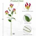 Briful Set of 3 Artificial Flowers Sprays Fake Gloriosa Superba Flowers, Fushia Faux Flame Lily Flowers Bouquets Floral Arrangement for Wedding Home Farmhouse Centerpieces Vase, Fall Decor (Red)