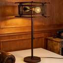 TOCHIC Vintage Table Lamp for Bedroom, Farmhouse Bedside Table Lamp for Living Room, 2 Light Industrial End Lamp with Drum Shades, Rustic Tall Lamp for Kids Room, Office, Study Room 28" H