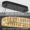 HAIXIANG Crystal 59 Inch Long Chandelier Modern Dimmable LED Chandeliers for Dining Table Pendant Lights Rectangular Glam Lighting Fixtures for Dining Room Kitchen Island Black, Oval : L59"