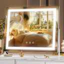 Hasipu Vanity Mirror with Lights, 13.8" x 10.6" LED Makeup Mirror, Light up Mirror with 10X Magnification, Smart Touch 3 Colors Dimmable, 360 Rotation (White)