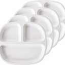 8.58" Square Ceramic Divided Plates - 4 Pack, Portion Control Plate for Rational Eating, White Dinner Plates, 3 Compartment Dinner Diet Plates for Kids Adults, Microwave, Dishwasher Safe