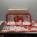 2 Pieces Valentine's Day Kitchen Rugs Valentine's Day Heart Gnome Truck Flower Rugs for Home Kitchen Floor Decor, 17 x 29 Inches, 17 x 47 Inches