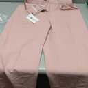 Women Office Wide High Waist Pants Loose Fit Elastic Waist Pleated Front Trousers for Work Casual (Medium Short, Pink)