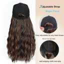 Synthetic Wig Hat with Natural Wave hair Extensions attached for woman Baseball cap wig mix brown curly wavy Hairstyle Adjustable Hat Wig (Mbrown, 22inch)