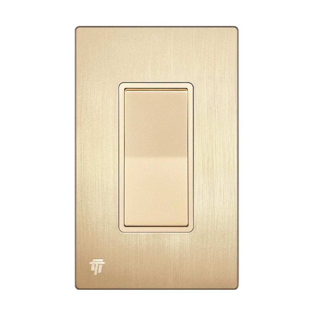 ENERLITES Elite Series Decorator Switch with Brushed Screwless Wall Plate, Paddle Light Switch, 3-Way or Single Pole, 3 Wire, Grounding Screw, Residential Grade, 15A 120V, UL listed, 93150-GDWBP