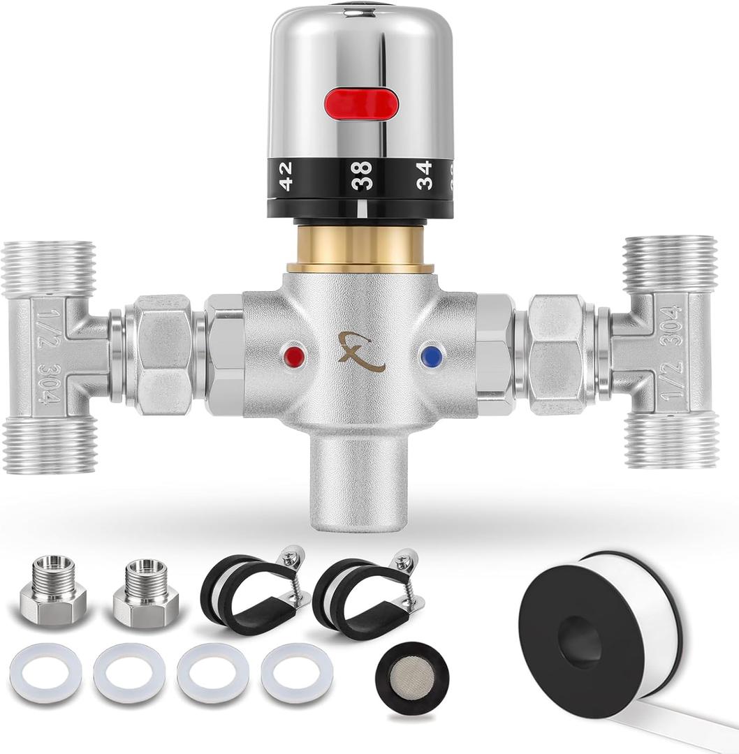 Adjustable Temperature Bypass Sensor Valve Kit for Instant Hot Water Recirculating System Replacement for The Plastic Sensor Valve Compatible With 500800, 500805