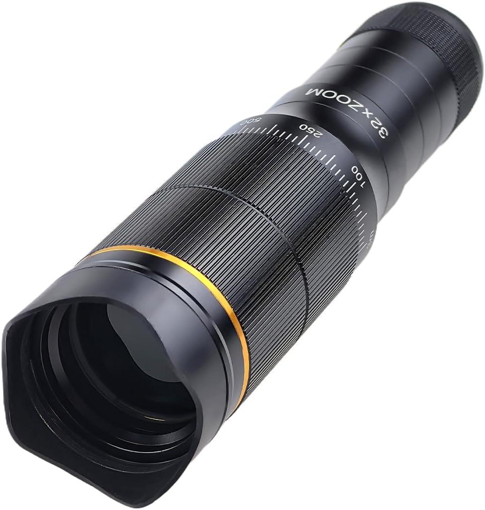 Phone Camera Lens Kit, 32X Long Focus Telephoto High Power HD Lens Wide Angle 0.63X Macro Fisheye 198 for Most Smartphones, Zoom Phone Camera Lens with E-Clip and Tripod for Picture Video Taking
