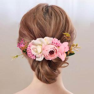 Flower Hair Clip for Women - Elegant Hair Accessory for Wedding, Party & Daily Wear (Pink 1)