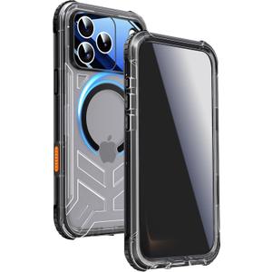 for iPhone 17 Pro Max Waterproof Case with Magsafe, Built-in [Privacy Screen Protector] [Lanyard], IP68 Water Proof Full Body Dustproof Anti-Spy Frosted Protective Phone Cover, 6.9" Black