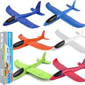 BooTaa 6 Pack Airplane Toys, 17.5" Large Throwing Foam Plane, 2 Flight Mode Foam Gliders, Birthday Gifts for Kids 3 4 5 6 7 8 9 10 11 12 Year Old Boys Kids Girls, Outdoor Yard Family Game Toys