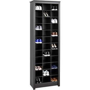 Prepac Elegant Black Shoe Storage Cabinet, Space-Saving Solution with Cubbies for 36 Pairs, 13"D x 23.5" W x 72.5" H