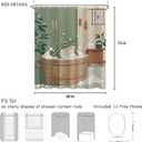 Japanese Funny Frog in Bathtub Shower Curtain Sets for Bathroom 60Wx72H Vintage Cute Animal Shower Curtain Retro Kwaii Rustic Green Polyester Bathtub Curtain Bathroom Decor with 12 Hooks