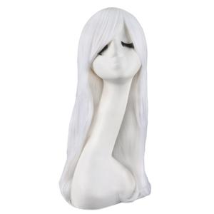 MapofBeauty 24 Inch Long Side Bangs Wavy Curly Party Wig, White