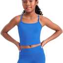 CRZ YOGA Girls Butterluxe Double Lined Camisole Crop Tank Tops - Dance Yoga Athletic Casual Spaghetti Y Back Kids Teen L