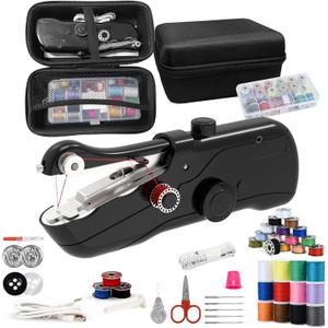 Beginner's Sewing kit with Storage Handheld Sewing Machine, Portable Sewing Machine with Storage, Electric Switch, Two Speed Modes,Easy to Operate.Sewing Machine for Beginners.Black with Accessories