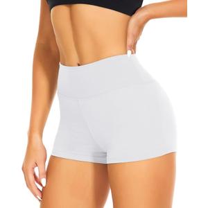 CAMPSNAIL Workout Biker Shorts Women - 3"/5"/8" High Waisted Tummy Control Spandex Booty Volleyball Shorts for Yoga Dance (White, S)