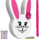 Girl Easter Bunny Piata Bundle 17x10x 3 with stick, blindfold and a small confetti bag Perfect for Easter Sunday Celebration, Bunny Theme Parties, Party Dcor