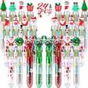 Woanger 24pcs Christmas Multicolor Ballpoint Pens Bulk 10 in 1, 6.3'' Retractable 0.5mm Cute Fun Pen Snowman Santa Tree Writing Pencils for Xmas Party Gift School Favors Kids Students Rewards Supplies
