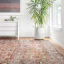 Loloi Layla Collection LAY-02 Spice/Marine 7'-6" x 9'-6" .13" Thick Area Rug, Soft, Durable, Vintage Inspired, Distressed, Low Pile, Non-Shedding, Easy Clean, Printed, Living Room Rug