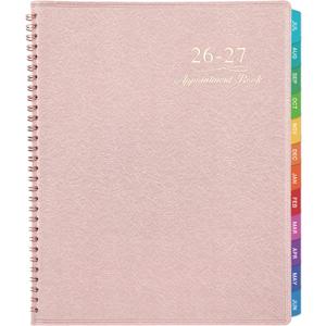 2026-2027 Appointment Book/Planner - Weekly Appointment Book 2026-2027, July 2026 - June 2027, 8.26"x 11.4", Daily/Hourly Planner with Tabs, 15 Minutes, Wirebound - Pink