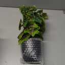 14.5" Artificial Plants Indoor Home Decor, Fake Potted Silk Plants for Shelves Living Room Decorative, Small Artificial Office Desk Plants in Pots, Faux Grape Leaf Vine Hope Tropical House Plant (# Rusted Green)