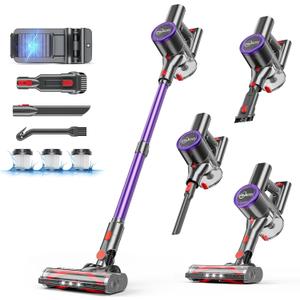 Cordless Vacuum Cleaner, 25kPA Vacuum Cleaners for Home, Stick Vac with Anti-Tangle Brush, 40 Mins Runtime, Lightweight, Versatile for Carpet, Hard Floor, Pet Hair (Purple)