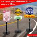 2Pack Heavy Duty Cast Iron Sign Stand - 48" Outdoor Portable Pedestal Post - Display Road Sign, Construction Sign Holder (Black), 2 Pack Parking Sign Post-15lbs