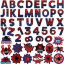 Wavwavw 50 Pcs Themed Iron on Patches Applique with Words Embroidered Sew on Cloth Colorful Multiple Styles Patches for Clothes Hats Backpacks Jackets Accessories Souvenirs Gifts(Spider 1)