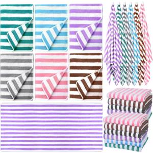 Moukeren 30 Packs Oversized Beach Towels Bulk Absorbent Quick Drying Towel Large Soft Pool Towels Microfiber Travel Towel for Women Men Hotel Spa Hot Tub and Bath(72 x 35 Inch,Stripe)