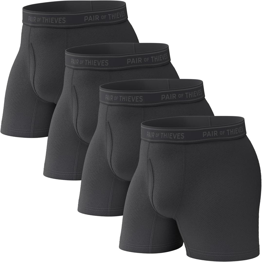 Pair of Thieves 4 Pack Mens Boxer Briefs - Soft, Stretchy, Moisture-Wicking Underwear for Men - All-Day Comfort and Support (Large, Midnight)