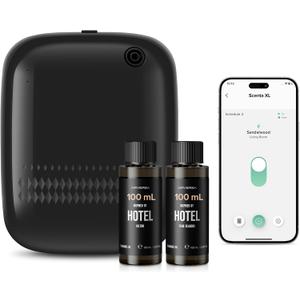 Smart Waterless Essential Oil Diffuser (400 mL Capacity) Hotel Scent Starter Kit with 200mL Fragrance Oil, Up to 2000 sq ft App Control Scent Air Machine with 12V1A Power Adapter, ANW Kit Black