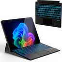 Surface Pro Keyboard for Pro 11/10/9/8/X, Wireless Bluetooth Surface Keyboard with 12 Gesture Touchpad, 7 Colors Backlit, Smart Sleep/Wake, Rechargeable Battery& USB-C Charging