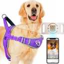ADVENTUREMORE Medium Dog Harness - No Pull, Reflective, Escape Proof with QR Code Dog Tag, Adjustable Front Clip Handle for Training & Walking - M Purple