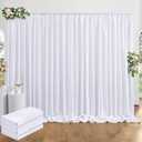 20 ft x 10 ft Thick White Backdrop Curtain for Wedding Parties, 4 Panels White Polyester Wedding Backdrop Drapes for Party Birthday Backdrop Photography Home Decorations